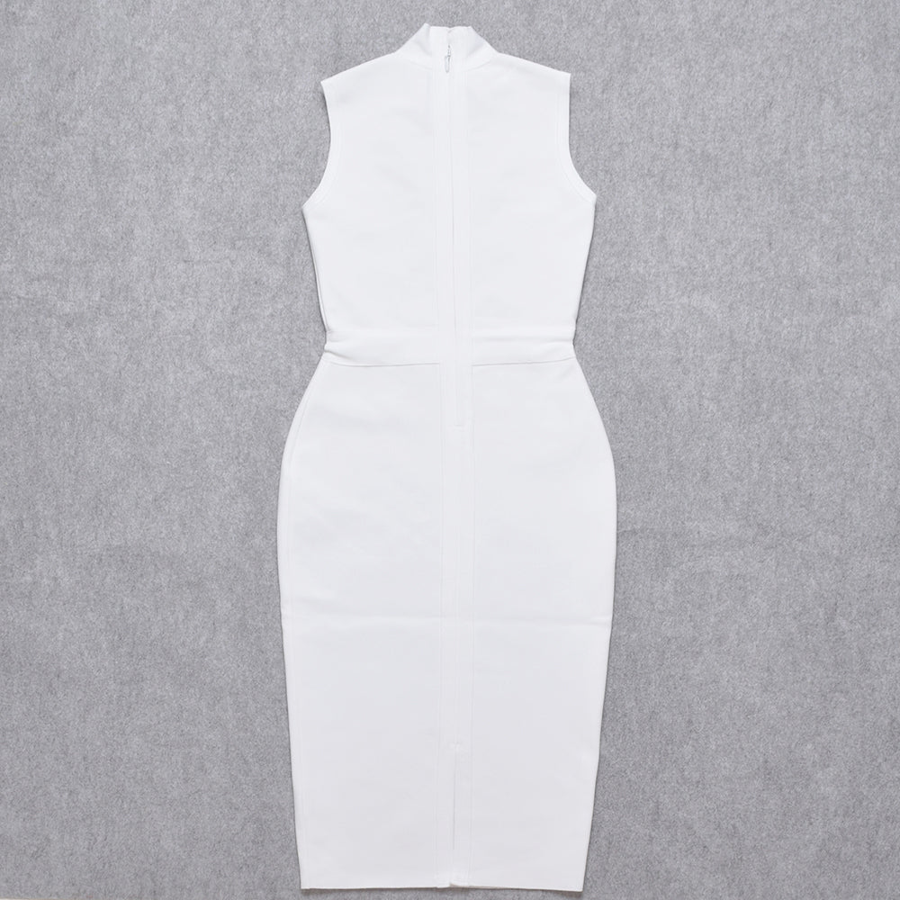 Mira Bandage Dress Turtleneck Sleeveless Bodycon Midi