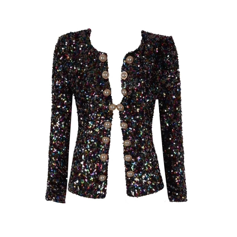 Colorful Sequins Beading Full Sleeve