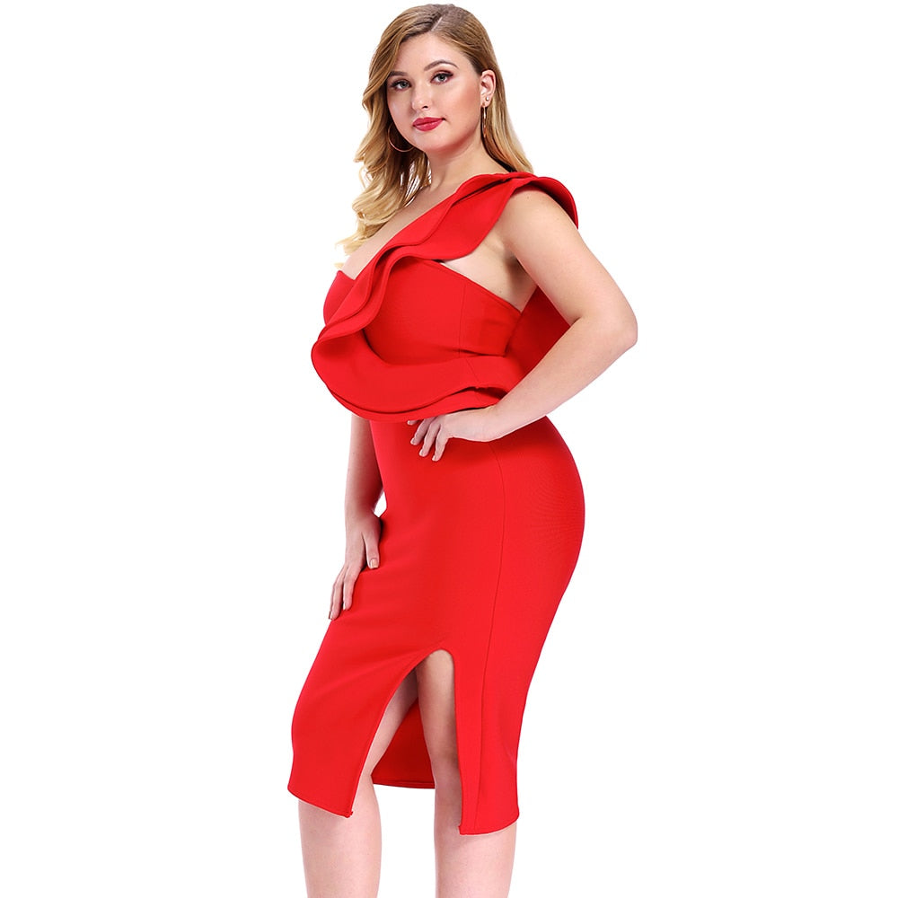 Royal Curves One Shoulder Bandage Dress