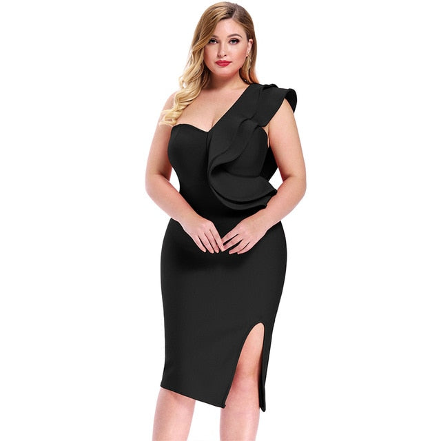 Royal Curves One Shoulder Bandage Dress