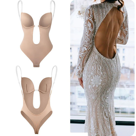 Pushup Shapewear U-Plunge Open Back Thong