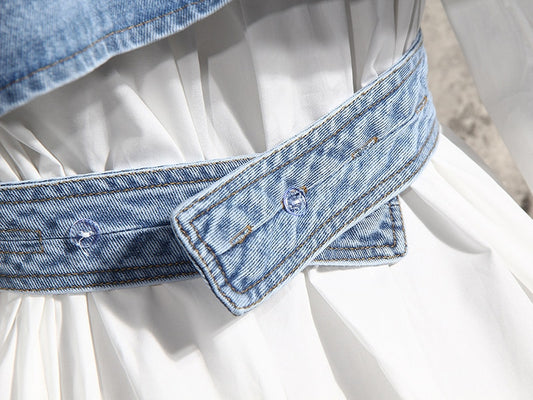 Irregular Cross Denim Top