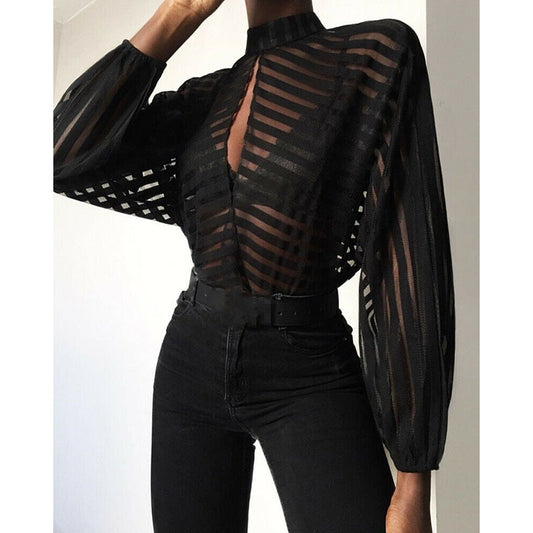 French Style Gauze Mesh Net Loose Blouse