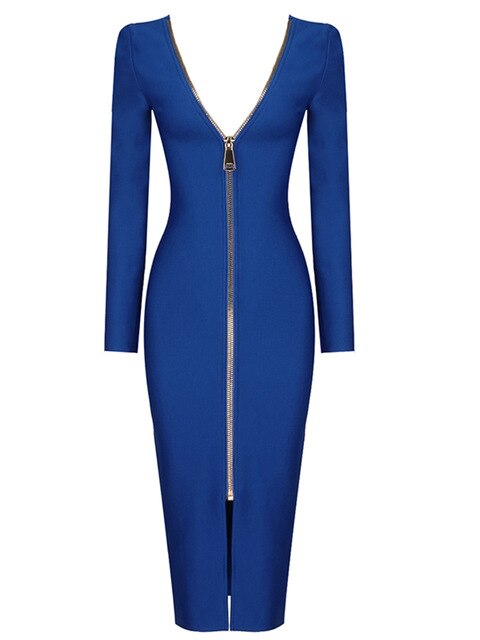 Long Sleeve Zipper Front/Back Dress