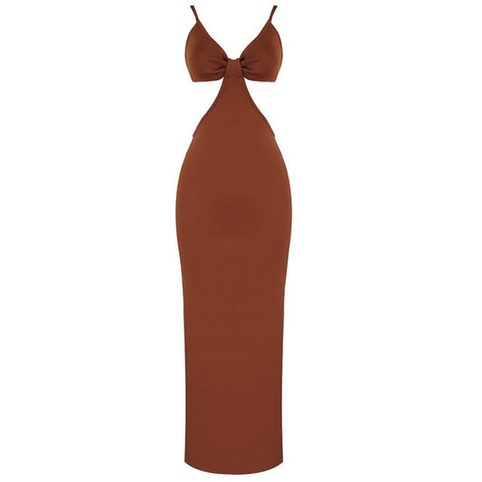 HO Casual Deep V-Neck Maxi Dress