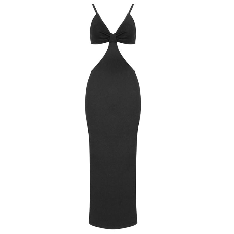 HO Casual Deep V-Neck Maxi Dress