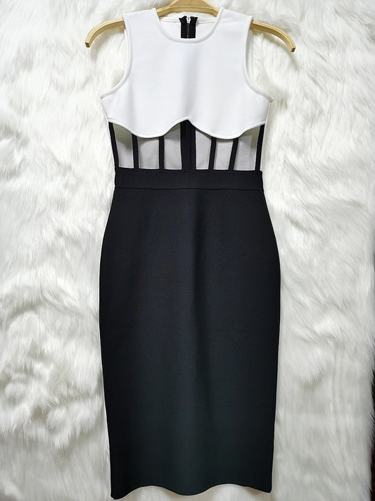 Mahalia White and Black Bodycon Dress