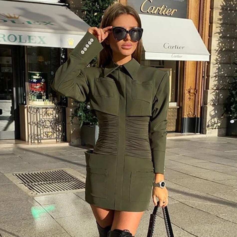 Amy Army Green Dress