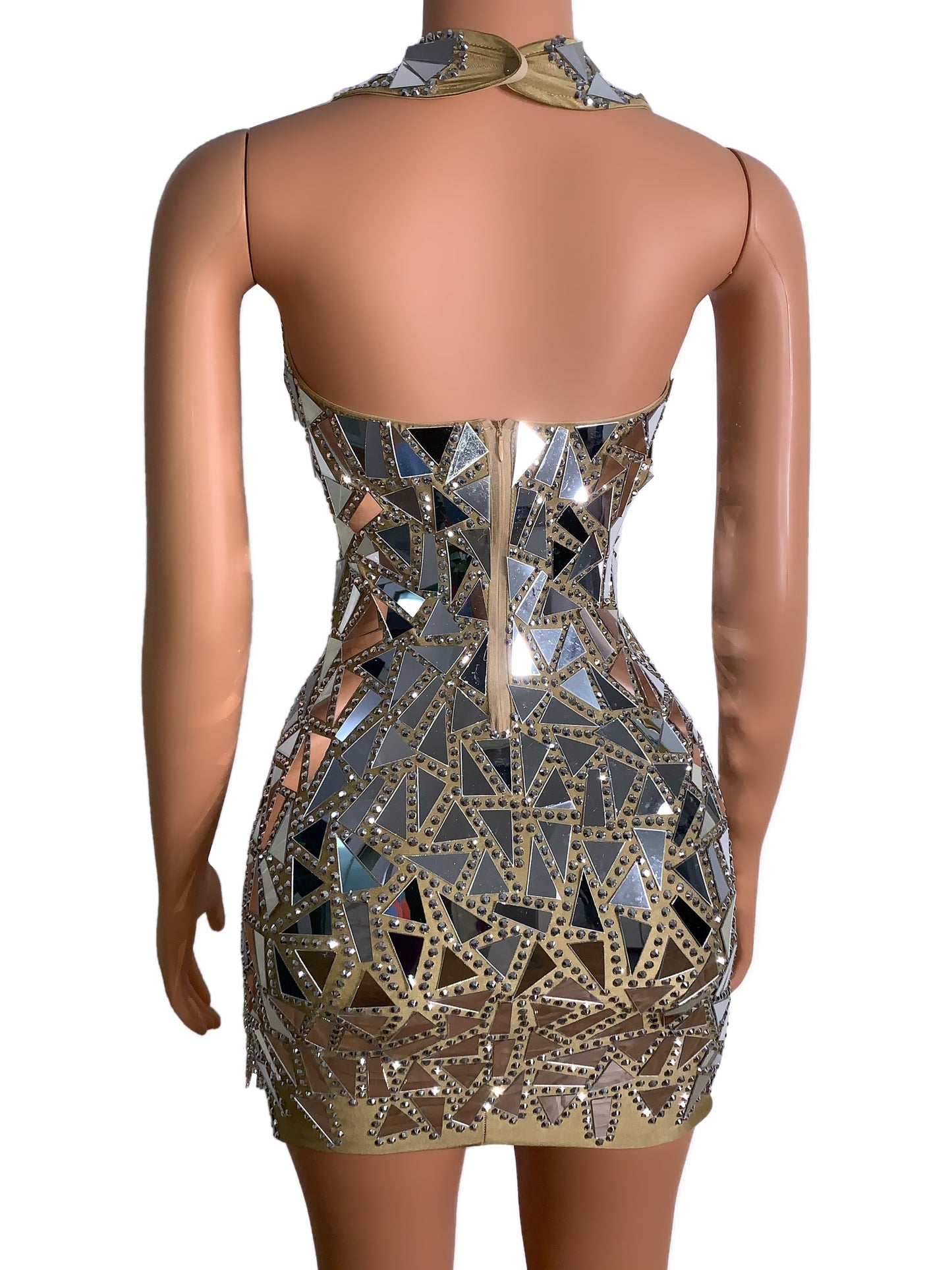 Silver Mirrors Rhinestones Sequins Dress