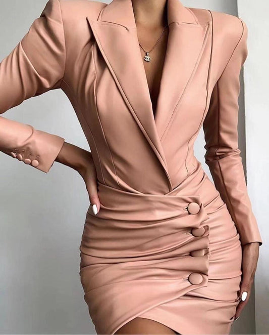 Long Sleeve Faux Leather Dress