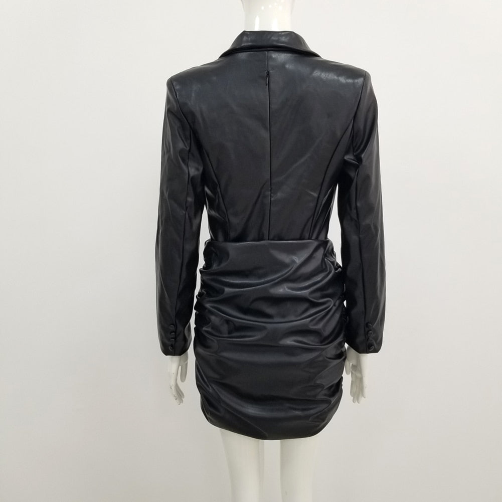 Long Sleeve Faux Leather Dress