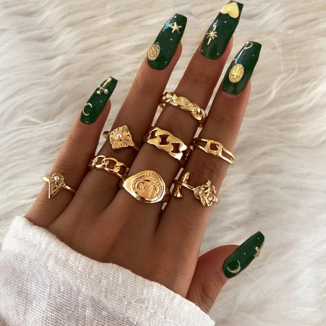 Bohemian Chain Rings Set