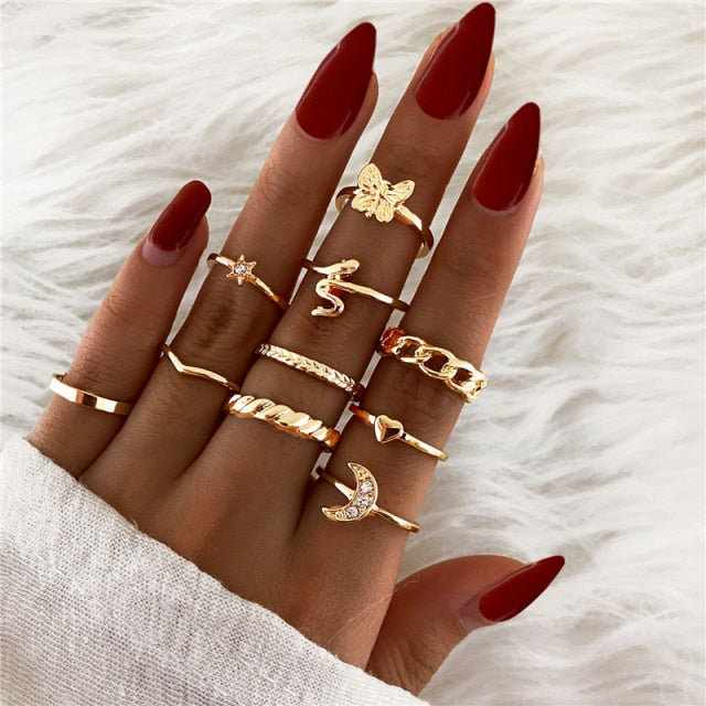 Bohemian Chain Rings Set