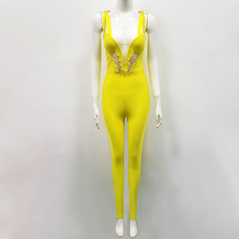 Yellow Bandage Jumpsuits