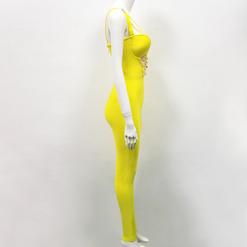 Yellow Bandage Jumpsuits