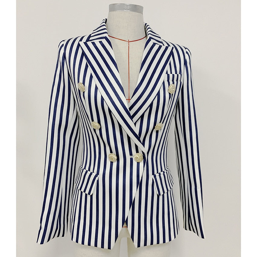 Alba Classic Striped V-Neck Coat