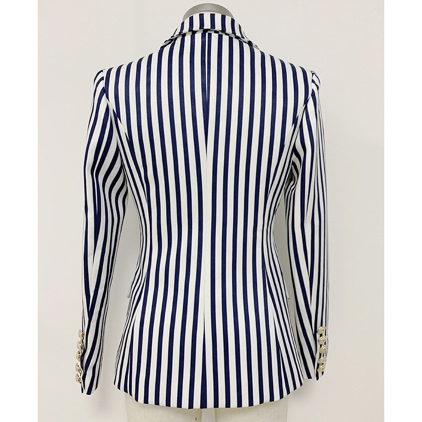 Alba Classic Striped V-Neck Coat