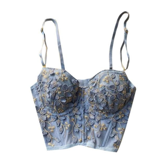 Floral Ziba Camisole Bustier Cropped Top Set with Underwear