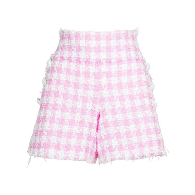 Serena Pink Tweed Shorts Set