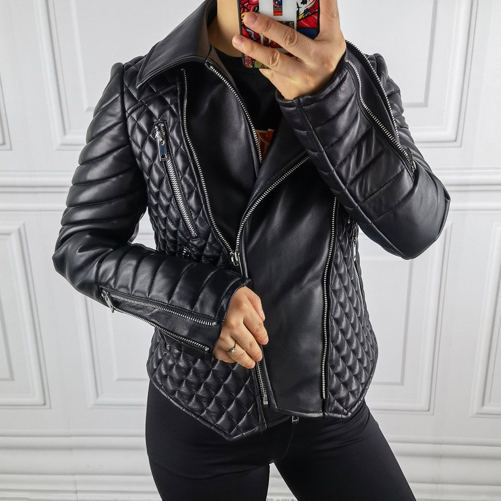 Jenna Slim Motorcycle Leather Jacket