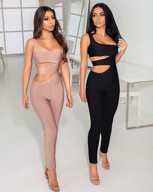 H.O. Mid Waist Bandage Jumpsuit